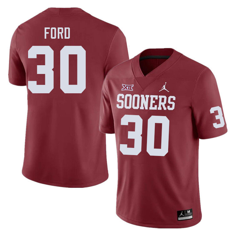 Men #30 Trace Ford Oklahoma Sooners College Football Jerseys Stitched-Crimson